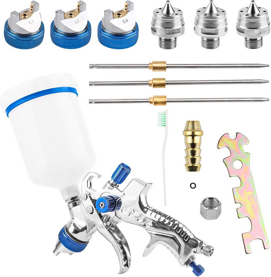 BlingBin Lackierpistole Spritzpistole mit 3 Düsen 1,4mm 1,7mm 2,0mm und 600 CC Plastikbecher, 1er Set, 1-tlg., 3 Düsen 1,4mm 1,7mm 2,0mm und 600 CC Plastikbecher, Profi Farbsprühsystem Spraypistole für Zäune Decken Wandmalerei BlingBin Lackierpistole Spritzpistole mit 3 Düsen 1,4mm 1,7mm 2,0mm und 600 CC Plastikbecher, 1er Set, 1-tlg., 3 Düsen 1,4mm 1,7mm 2,0mm und 600 CC Plastikbecher, Profi Farbsprühsystem Spraypistole für Zäune Decken Wandmalerei von BlingBin