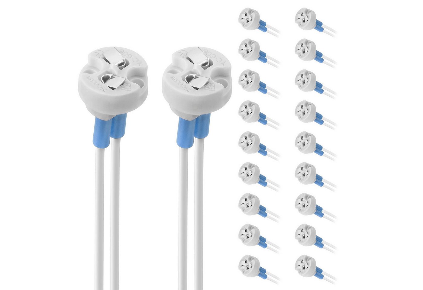 BlingBin Lampenfassung MR16/GU10 Keramik Fassung mit 15CM Kabel, (20 Stück, 20-St., 20pcs), Bi-Pin Base für Halogen/LED-Lampe von BlingBin
