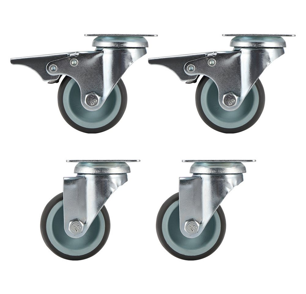 BlingBin Lenkrolle 2-Zoll-TPU-Einzelrad-Flachdrehrolle, (4 Stück, 4-St., 5 × 5 cm), Industrierollen mit 360°-Drehung, jede mit einer Tragkraft von 50 kg von BlingBin