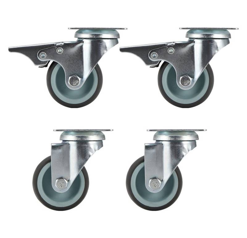 BlingBin Lenkrolle 2-Zoll-TPU-Einzelrad-Flachdrehrolle, (4 Stück, 4-St., 5 × 5 cm), Industrierollen mit 360°-Drehung, jede mit einer Tragkraft von 50 kg von BlingBin