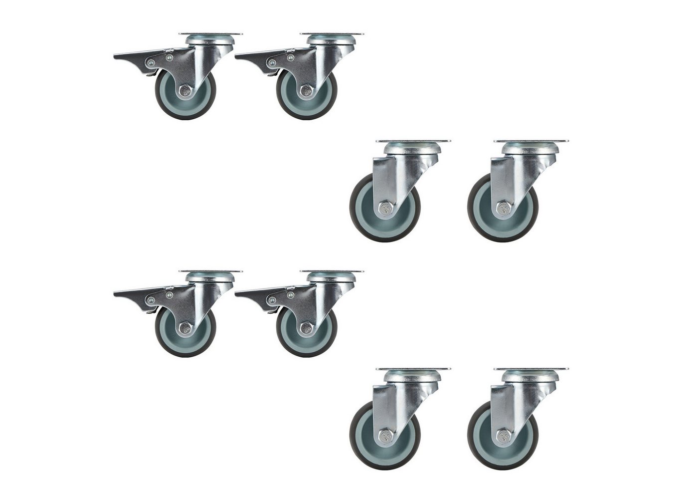 BlingBin Lenkrolle 2-Zoll-TPU-Einzelrad-Flachdrehrolle, (8 Stück, 8-St., 5 × 5 cm), Industrierollen mit 360°-Drehung, jede mit einer Tragkraft von 50 kg von BlingBin