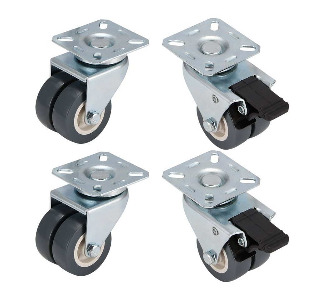 BlingBin Lenkrolle 4 Stück 2-Zoll-Doppelrad-Lenkrollen, (4er set, 4-St., 4 Stück), 360° drehbar und für alle Möbeltypen geeignet von BlingBin