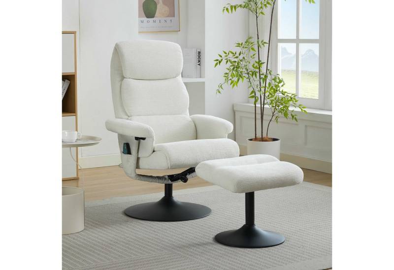 BlingBin Loungesessel Massagesessel (1-St., mit 5-Punkt-Massage, Heizfunktion, 140° verstellbarer Rückenlehne), 360°-Drehung und Fußhocker, hochwertiger Chenille-Stoff von BlingBin