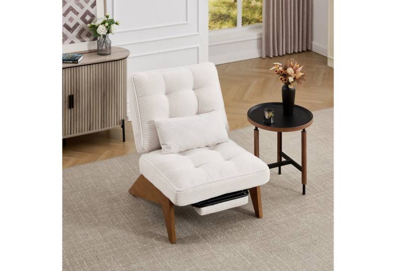 BlingBin Loungesessel Relaxsessel Polsterstuhl mit Fußstütze mit Lendenkissen und Holzbeinen (Ergonomischer Relaxsessel mit Massivholzbeinen, 1-St., Moderner verstellbarer rückenfreier Loungesessel aus Stoff), Relaxsessel aus Stoff für Wohnzimmer/Schlafzimmer/Studierzimmer BlingBin Loungesessel Relaxsessel Polsterstuhl mit Fußstütze mit Lendenkissen und Holzbeinen (Ergonomischer Relaxsessel mit Massivholzbeinen, 1-St., Moderner verstellbarer rückenfreier Loungesessel aus Stoff), Relaxsessel aus Stoff für Wohnzimmer/Schlafzimmer/Studierzimmer von BlingBin