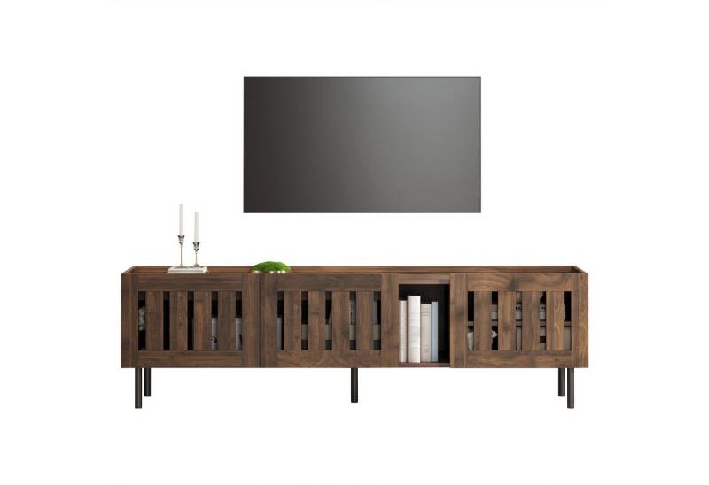BlingBin Lowboard TV-Schrank, TV-Ständer aus Naturholz, TV-Board (TV-Lowboard, 1 St., 3 Türen, 1 offene Fächer, 160 x 40 x 47cm), Schrank mit durchbrochenem Design,TV-Board für 65-Zoll-Fernseher,MDF von BlingBin