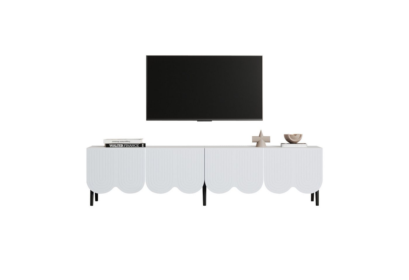 BlingBin Lowboard TV-Schrank mit einzigartigem Muster, Weiß (1er Set, 1 St., Zwei Türen und Kabelmanagement), 180 x 40 x 45 cm, Für Fernseher bis 80 Zoll von BlingBin