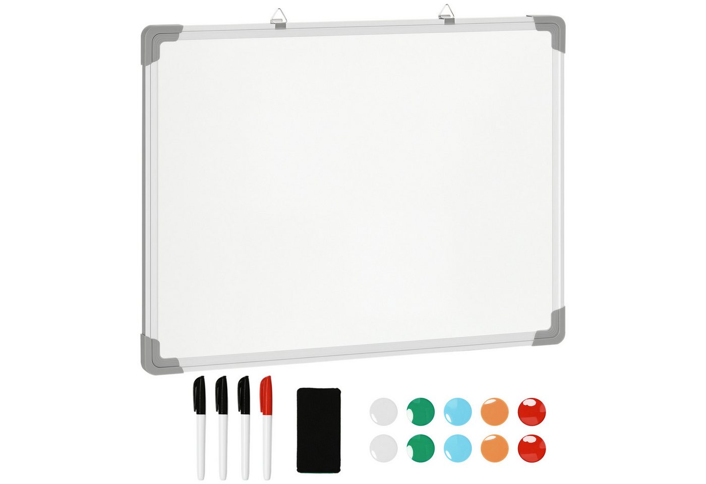 BlingBin Magnettafel Magnettafel mit 4 Markern, 1 Radiergummi und 10 Magneten, (1er set, 1-tlg., 60cm x 1,8cm x 45cm), Wandmontage Leicht abzuwischen 60 x 1,8 x 45 Zentimeter von BlingBin