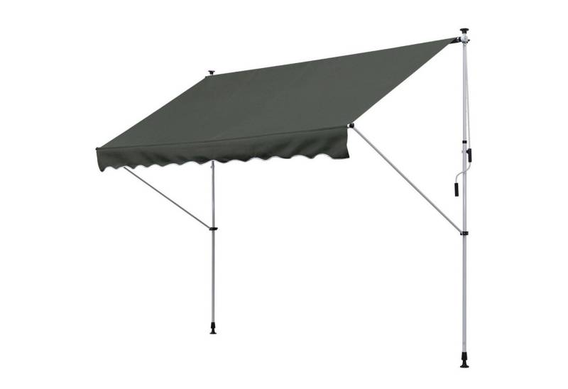BlingBin Markise Höhenverstellbare Klemmmarkise mit Handkurbel, staub- und wetterfest (1er Set, 1-St., 300 x 150 x 170–280 cm) Gelenkarmmarkise für Terrassen, Balkone, Loggien von BlingBin