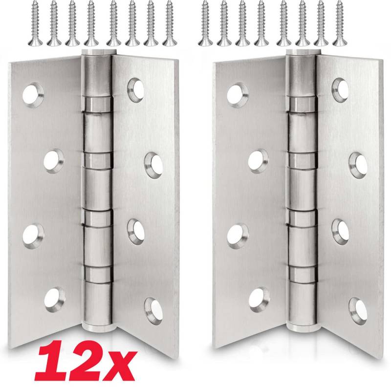 BlingBin Möbelbeschlag Scharniere Klappbar Edelstahl Scharnier Klavierband, Türscharnier (1 Set, 12 St., 10*7.8*0.25cm/3.93*3.07*0.09in), 100 x 78 x 2.5 mm für Türen Fenster Schränke von BlingBin