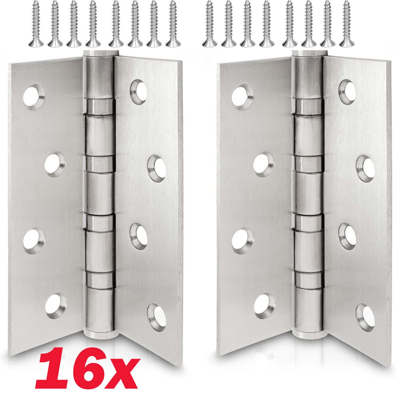 BlingBin Möbelbeschlag Scharniere Klappbar Edelstahl Scharnier Klavierband, Türscharnier (1 Set, 16 St., 10*7.8*0.25cm/3.93*3.07*0.09in), 100 x 78 x 2.5 mm für Türen Fenster Schränke von BlingBin