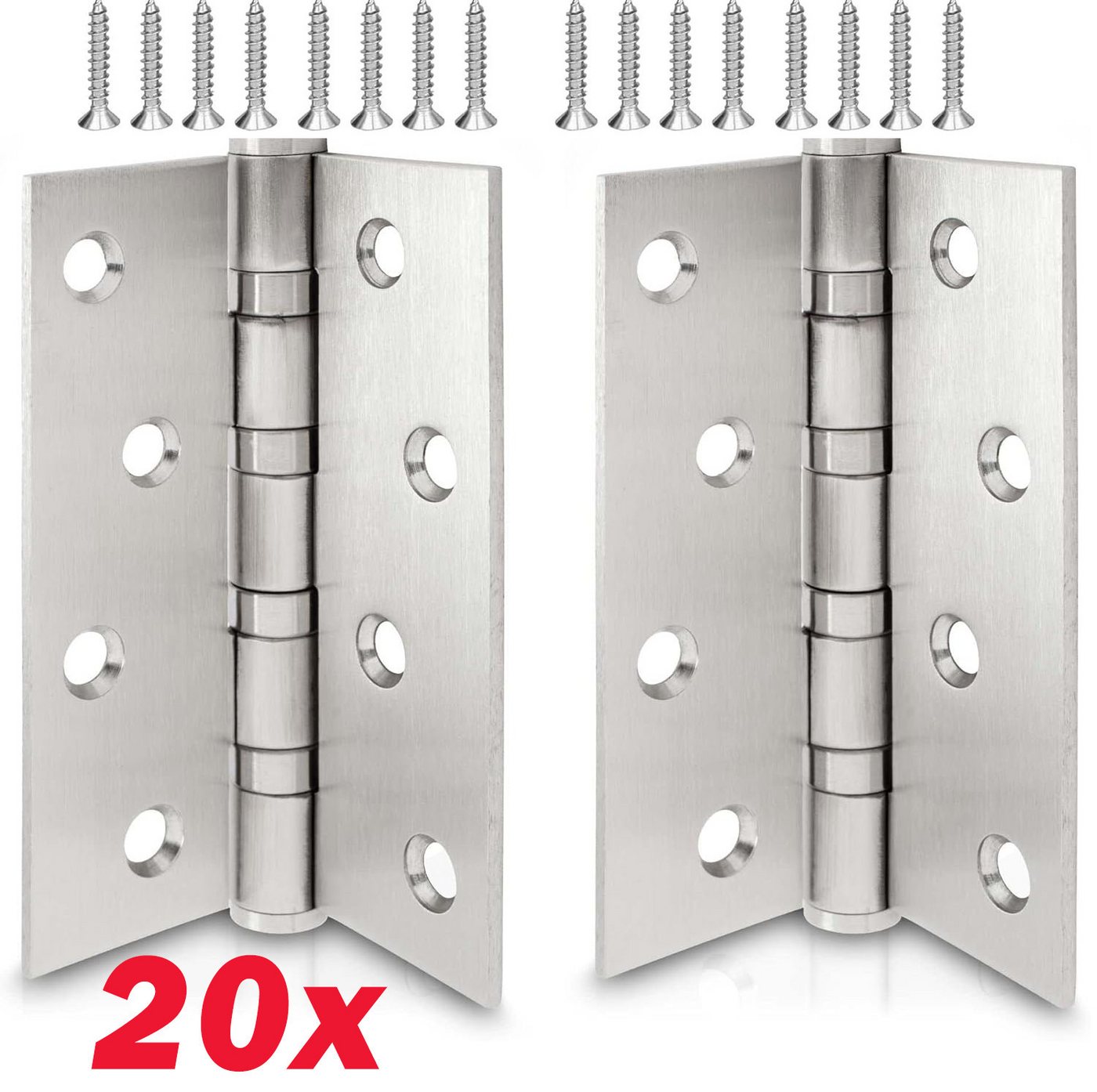 BlingBin Möbelbeschlag Scharniere Klappbar Edelstahl Scharnier Klavierband, Türscharnier (1 Set, 20 St., 10*7.8*0.25cm/3.93*3.07*0.09in), 100 x 78 x 2.5 mm für Türen Fenster Schränke von BlingBin