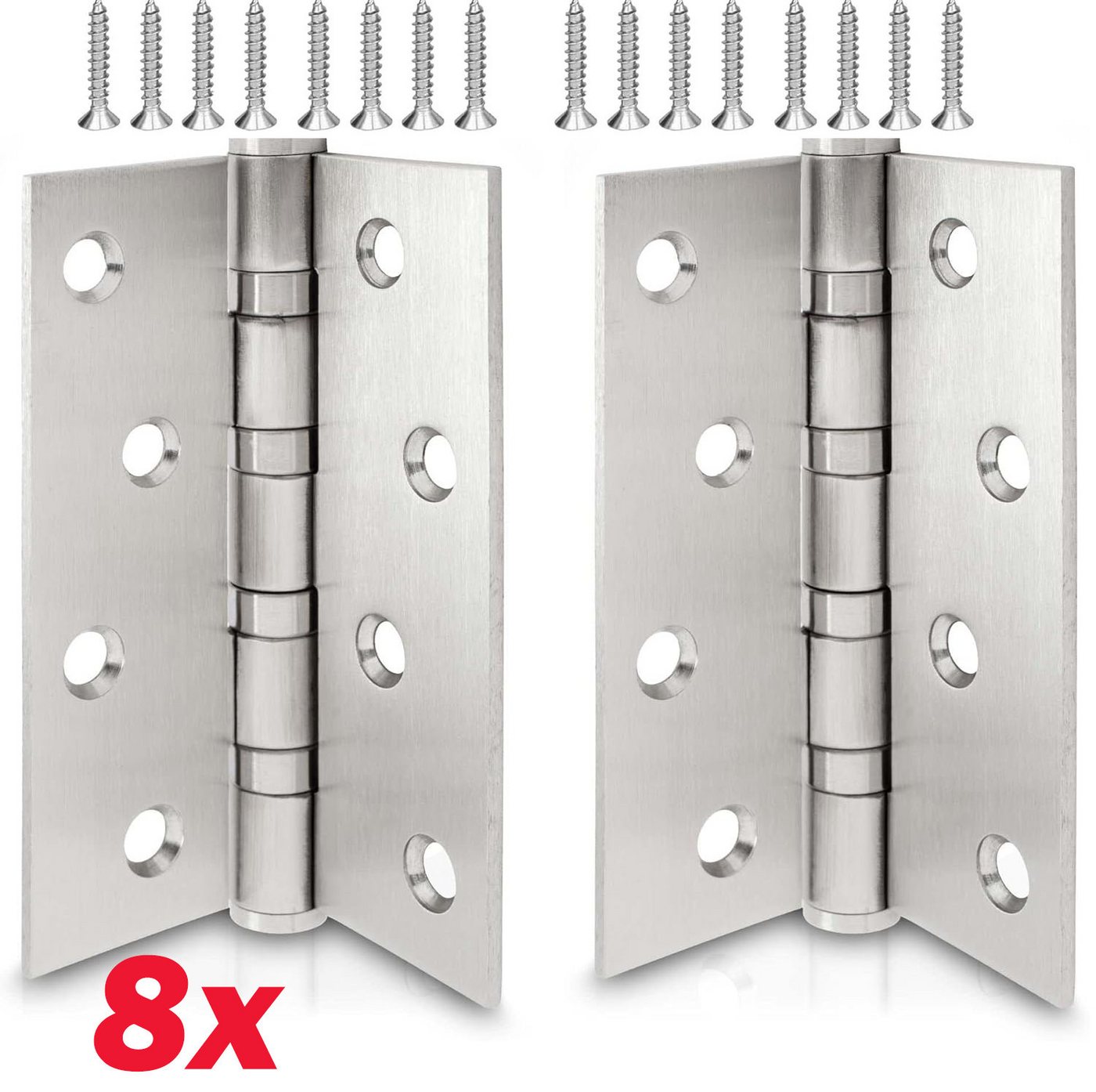 BlingBin Möbelbeschlag Scharniere Klappbar Edelstahl Scharnier Klavierband, Türscharnier (1 Set, 8 St., 10*7.8*0.25cm/3.93*3.07*0.09in), 100 x 78 x 2.5 mm für Türen Fenster Schränke von BlingBin