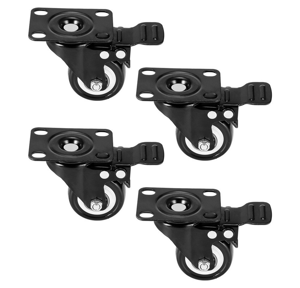 BlingBin Stuhlrolle 4 Stück Schwerlastrolle Möbelrolle Lenkrolle Rollendurchmesser 50 mm, (1er Set, 4-St., 4x Lenkrolle mit Bremse), für Möbel, Palettenmöbel oder als Transportrolle, Industrierolle von BlingBin
