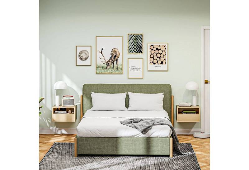 BlingBin Nachtkommode 2-teiliges Wandnachttisch-Set Nachttisch, Hängeschrank mit Schublade (2 Stück, 2 St., 45cm x 35cm x 27,5cm), Beistelltisch Schwebendes Wandregal mit Offener Raum von BlingBin