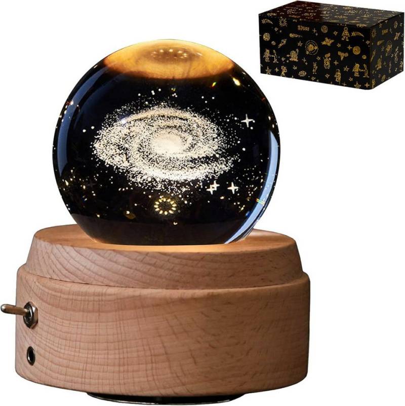 BlingBin Nachtlicht USB wiederaufladbare Musik Nachtlicht rotierendes Kristall-Galaxy, Hause Desktop Dekor, LED fest integriert, Warmweiß, Kristall Ball von BlingBin