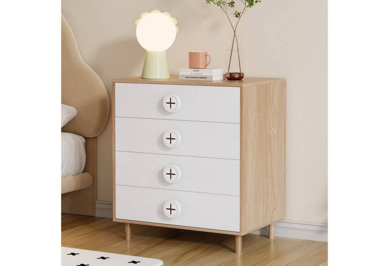 BlingBin Nachttisch Nachtschränkchen Nachtschrank Kommode Schlafzimmerkommode (Maße: 80 x 54 x 90 cm, Tragfähigkeit: Arbeitsfläche-20kg, Schubladen-15kg, 1-St., Aufbewahrungsschrank mit 4 Schubladen, Stützen), Kinderaufbewahrungsschrank, Lackierte Platten und Spanplatte, Weiß BlingBin Nachttisch Nachtschränkchen Nachtschrank Kommode Schlafzimmerkommode (Maße: 80 x 54 x 90 cm, Tragfähigkeit: Arbeitsfläche-20kg, Schubladen-15kg, 1-St., Aufbewahrungsschrank mit 4 Schubladen, Stützen), Kinderaufbewahrungsschrank, Lackierte Platten und Spanplatte, Weiß von BlingBin