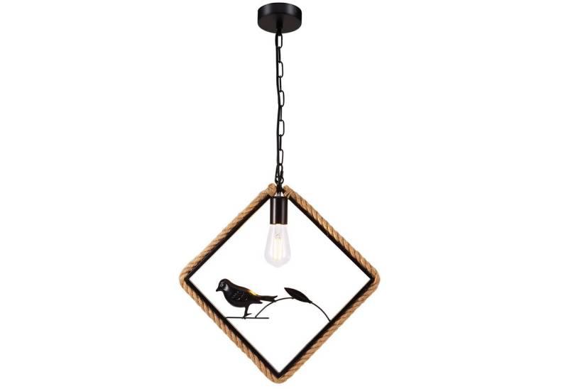 BlingBin Pendelleuchte Retro Hanfseil Hängelampen, E27-Pendellampe mit Vogelmuster, ohne Leuchtmittel von BlingBin