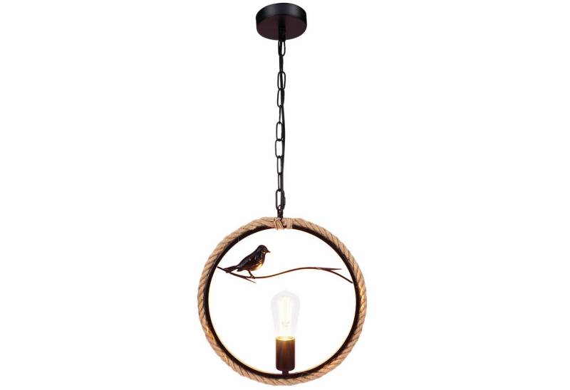 BlingBin Pendelleuchte Retro Hanfseil Hängelampen, E27-Pendellampe mit Vogelmuster, ohne Leuchtmittel von BlingBin