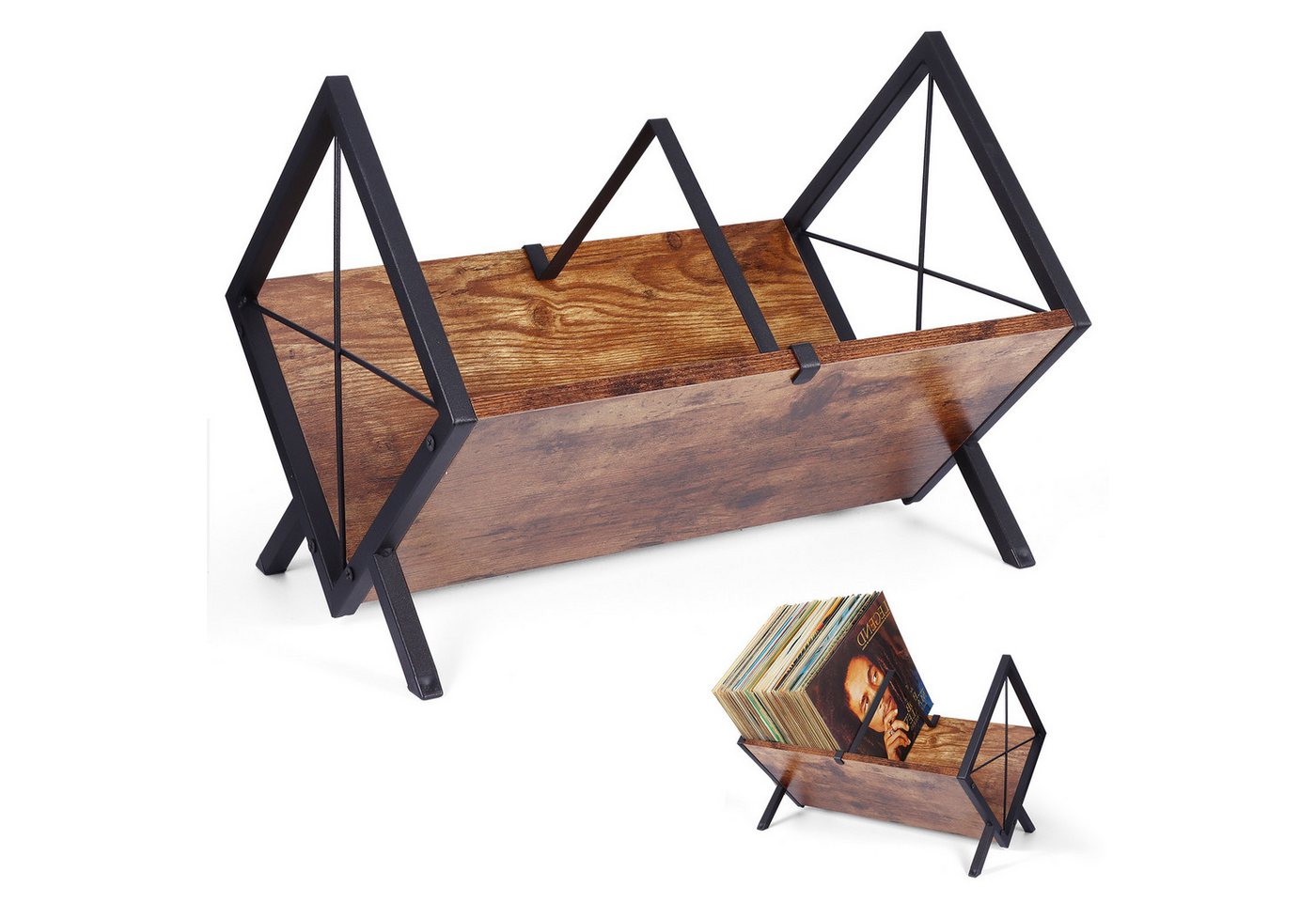 BlingBin Plattenständer Schallplatten Aufbewahrung, 80 LPs Schallplattenständer, Vinyl Regal, 1er Set, 1 tlg., 40 x 22 x 30 cm von BlingBin