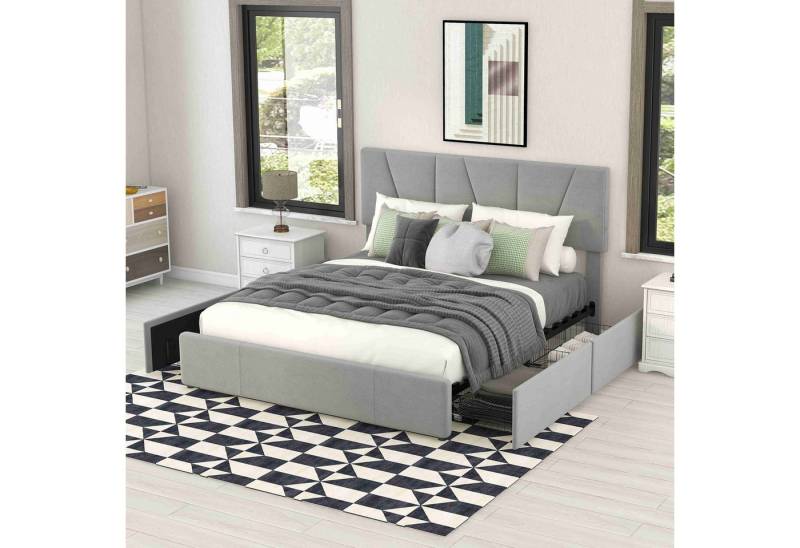 BlingBin Polsterbett (1-tlg., Komfort-Polsterbett mit Stauraum, 140x200 cm), 4 Schubladen, höhenverstellbares Kopfteil, weicher Samtbezug von BlingBin