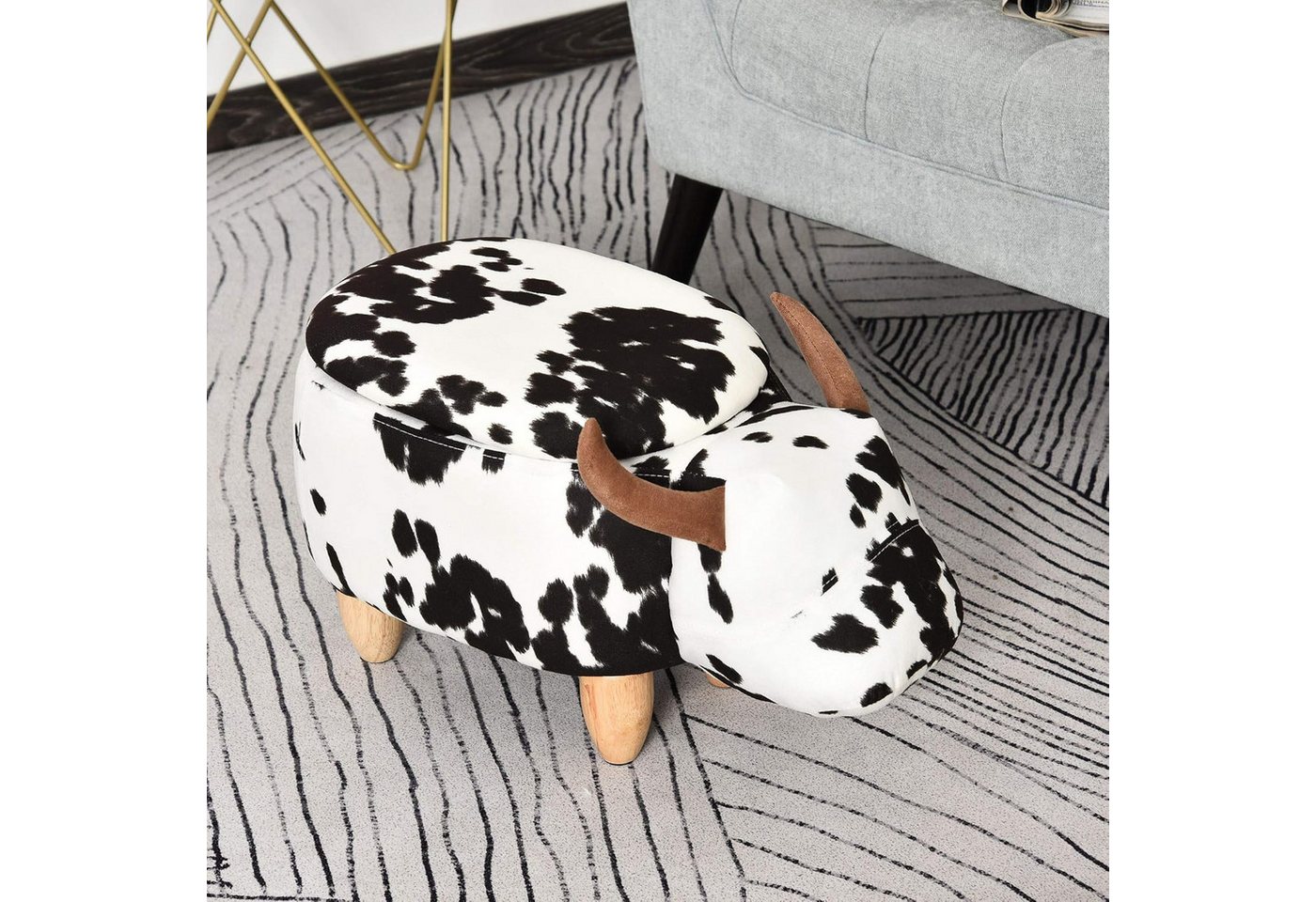 BlingBin Polsterhocker Tierhocker Dekohocker mit Stauraum im Schweinchen-Design (1er Set, 1 St., 62 x 35 x 36 cm), Sitzbank mit Tier-Design, für Wohnzimmer, Fußbank von BlingBin
