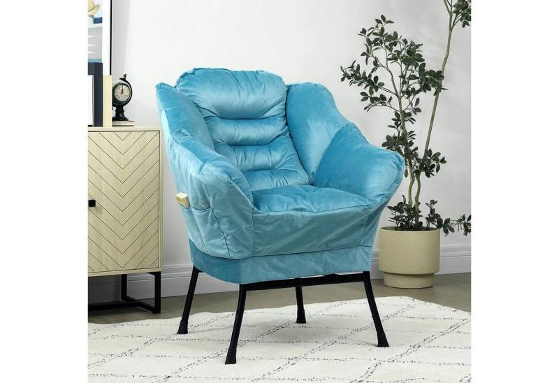 BlingBin Polsterstuhl Akzentstuhl Relaxsessel Wohnzimmerstuhl Loungesessel (mit Stahlbeinen und Seitentaschen, 1 St), für Wohnzimmer,Schlafzimmer,80x78x100cm von BlingBin