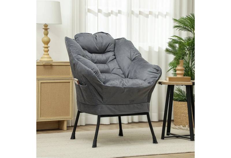 BlingBin Polsterstuhl Akzentstuhl Relaxsessel Wohnzimmerstuhl Loungesessel (mit Stahlbeinen und Seitentaschen, 1 St), für Wohnzimmer,Schlafzimmer,80x78x100cm von BlingBin