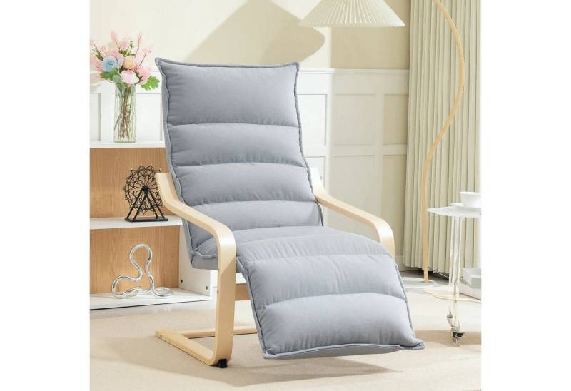 BlingBin Polsterstuhl Loungesessel Armlehnstuhl (mit verstellbarer Fußstütze, Armlehnen, 1 St), Birkenholz,114x67x105cm von BlingBin