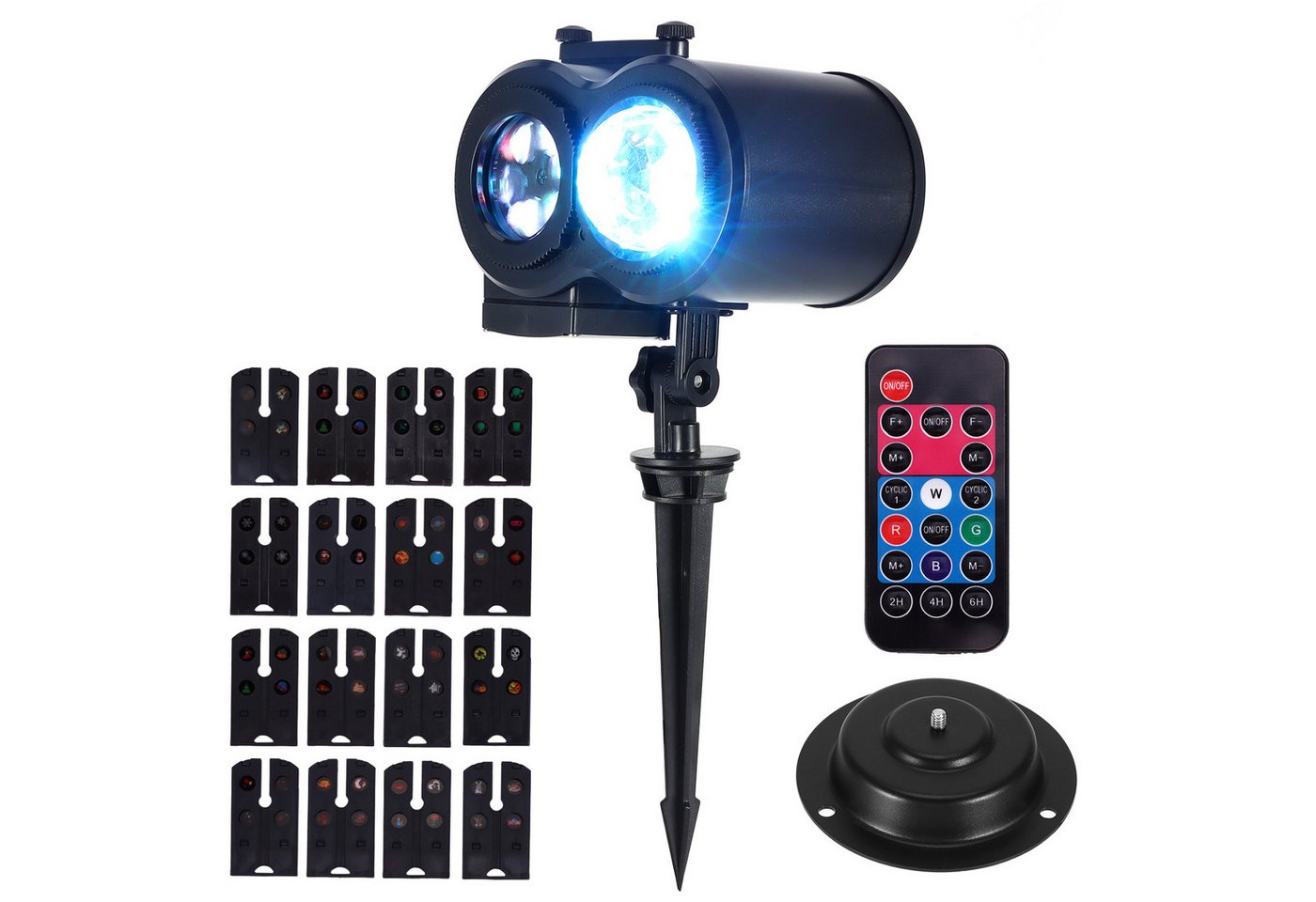 BlingBin Projektionslampe Halloween Aussen Weihnachten Projektor Schneeflocken Projektionslampe, mit 16 Film, LED fest integriert, Farbwechsler, mit Fernbedienung & Timer LED Licht für Weihnachten Deko, Halloween von BlingBin