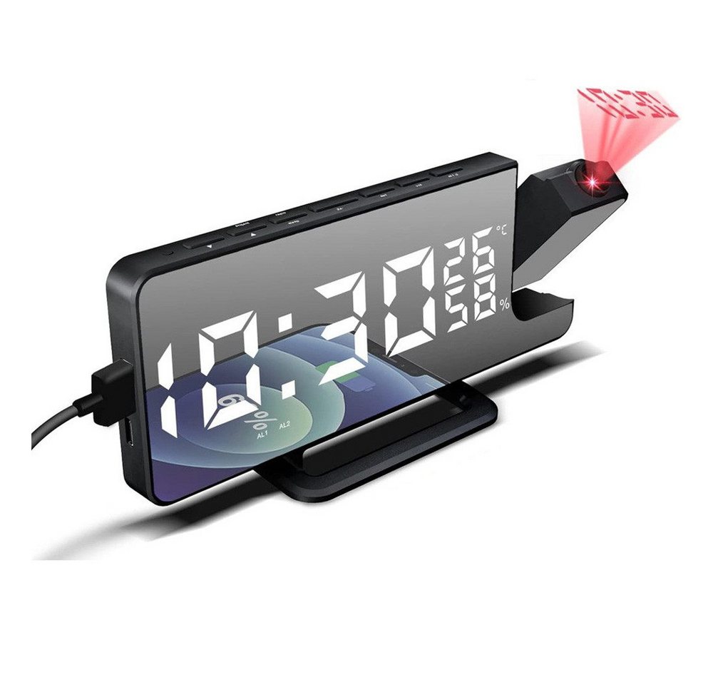 BlingBin Projektionswecker LED Wecker Digital mit Projektion 180° Dimmbar Tischuhr Alarm Radiowecker mit Snooze Dual Alarm Clock und FM Radio BlingBin Projektionswecker LED Wecker Digital mit Projektion 180° Dimmbar Tischuhr Alarm Radiowecker mit Snooze Dual Alarm Clock und FM Radio von BlingBin