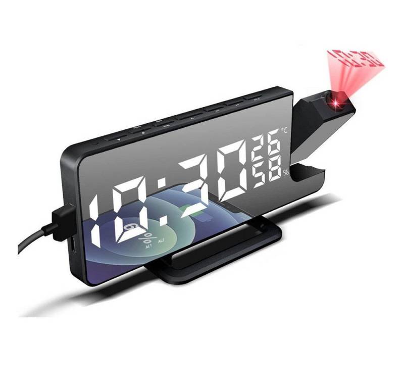 BlingBin Projektionswecker LED Wecker Digital mit Projektion 180° Dimmbar Tischuhr Alarm Radiowecker mit Snooze Dual Alarm Clock und FM Radio von BlingBin