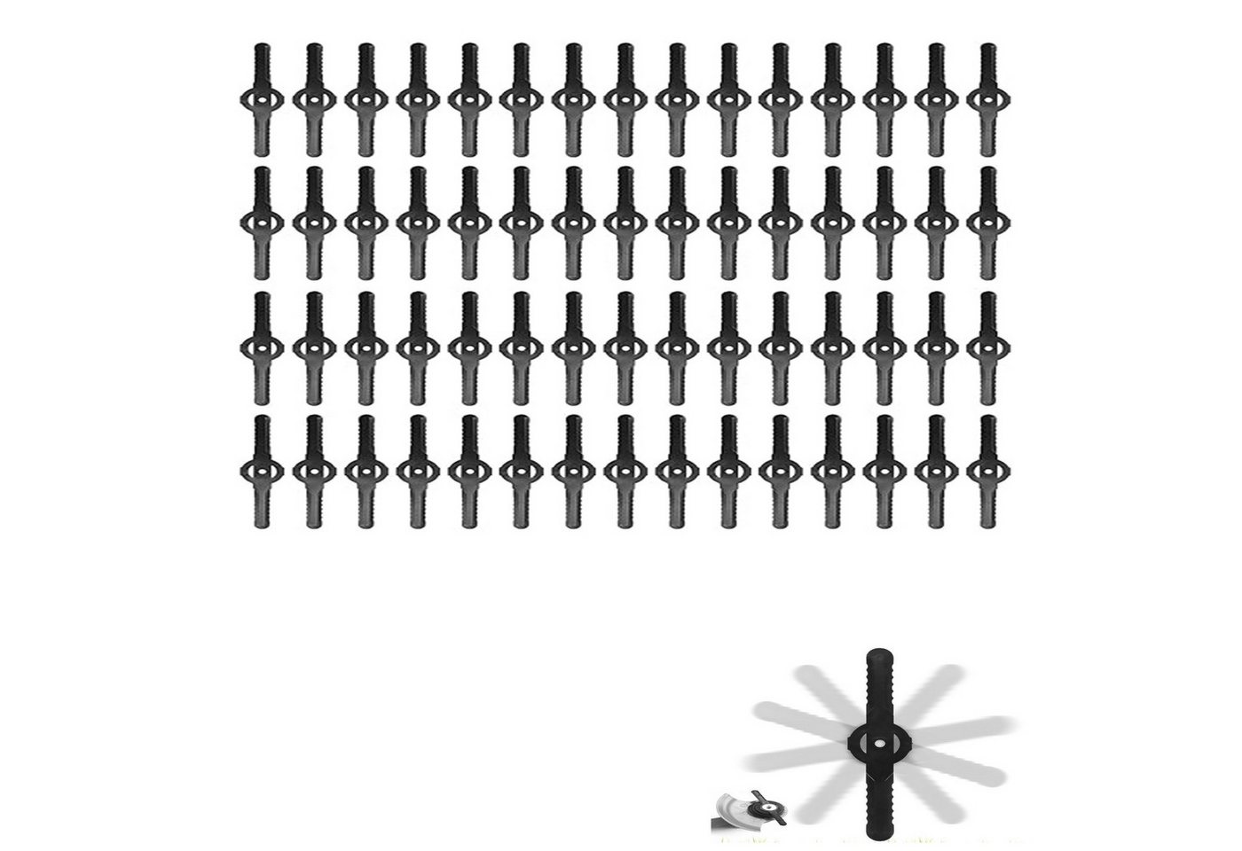 BlingBin Rasenmähermesser 60 Stück Ersatztrimmerklingen, Rasentrimmer-Ersatzklingen (60er Set, 60-St., 14cm Kunststoff Ersatzmesser, Rasentrimmer Zubehör), Kompatibel Rasentrimmer Messer für Anwesen, Gärten, Pastoral, Schwarz von BlingBin