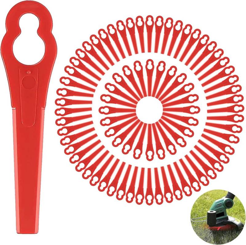 BlingBin Rasenmähermesser Kunststoff-Messer 100er Set für Rasentrimmer,Universal Einsetzbar (100pcs Set, 100-St., 100 Stück), Kompatibel mit verschiedenen Trimmermodellen von BlingBin
