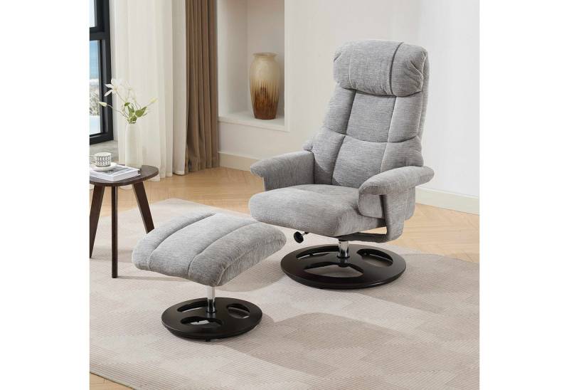 BlingBin Relaxsessel (1-St., mit Massivholzsockel, 5-Punkt-Massage & Heizfunktion), 140° verstellbarer Rückenlehne, 360°-Drehung, Fußhocker von BlingBin