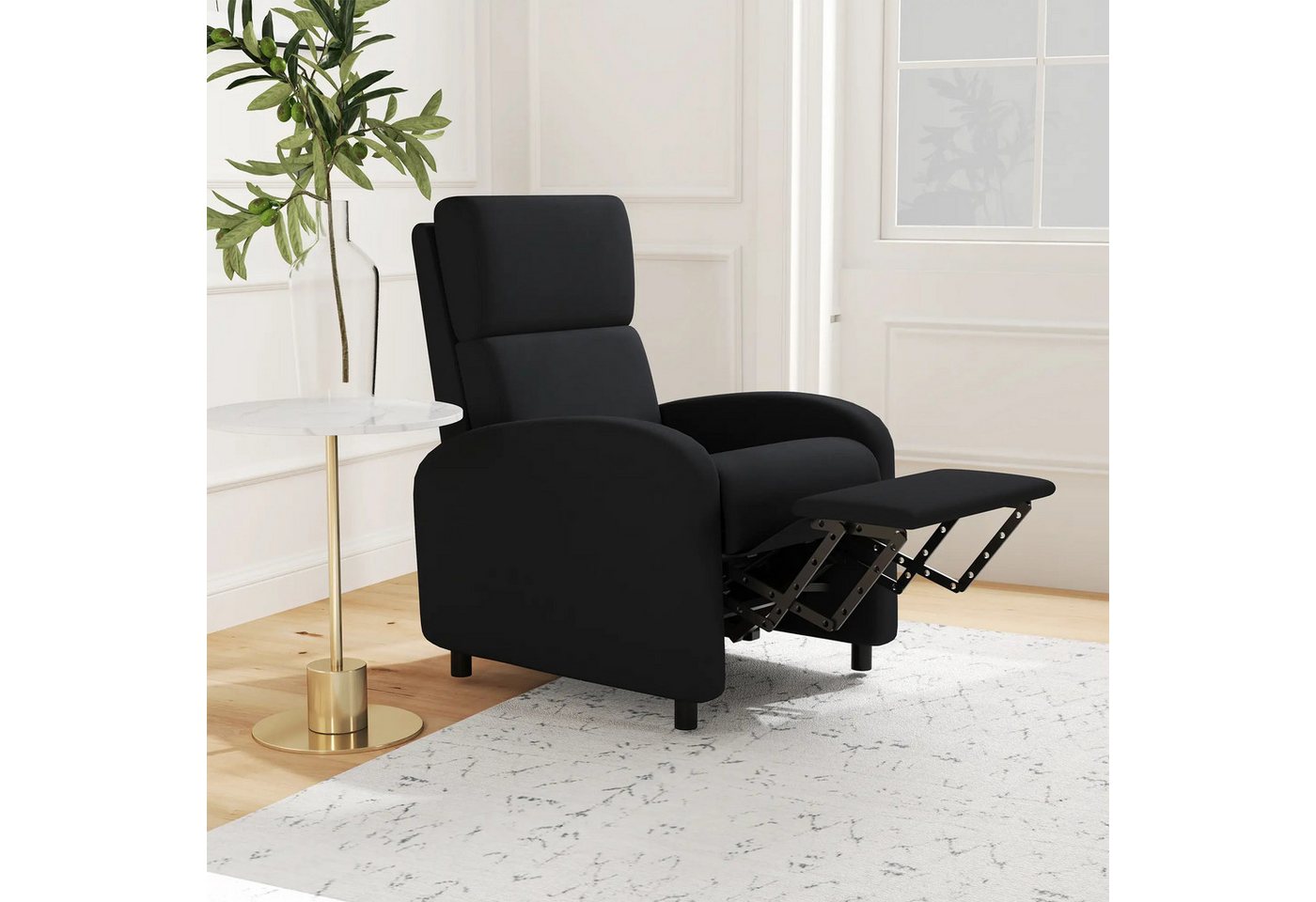 BlingBin Relaxsessel Fernsehsessel Polsterstuhl Wohnzimmerstuhl Loungesessel (1-St., mit Liegefunktion,gepolstert,verstellbarer Rückenlehne,Fußteil), Tragfähigkeit 120 kg,86x64x102cm von BlingBin