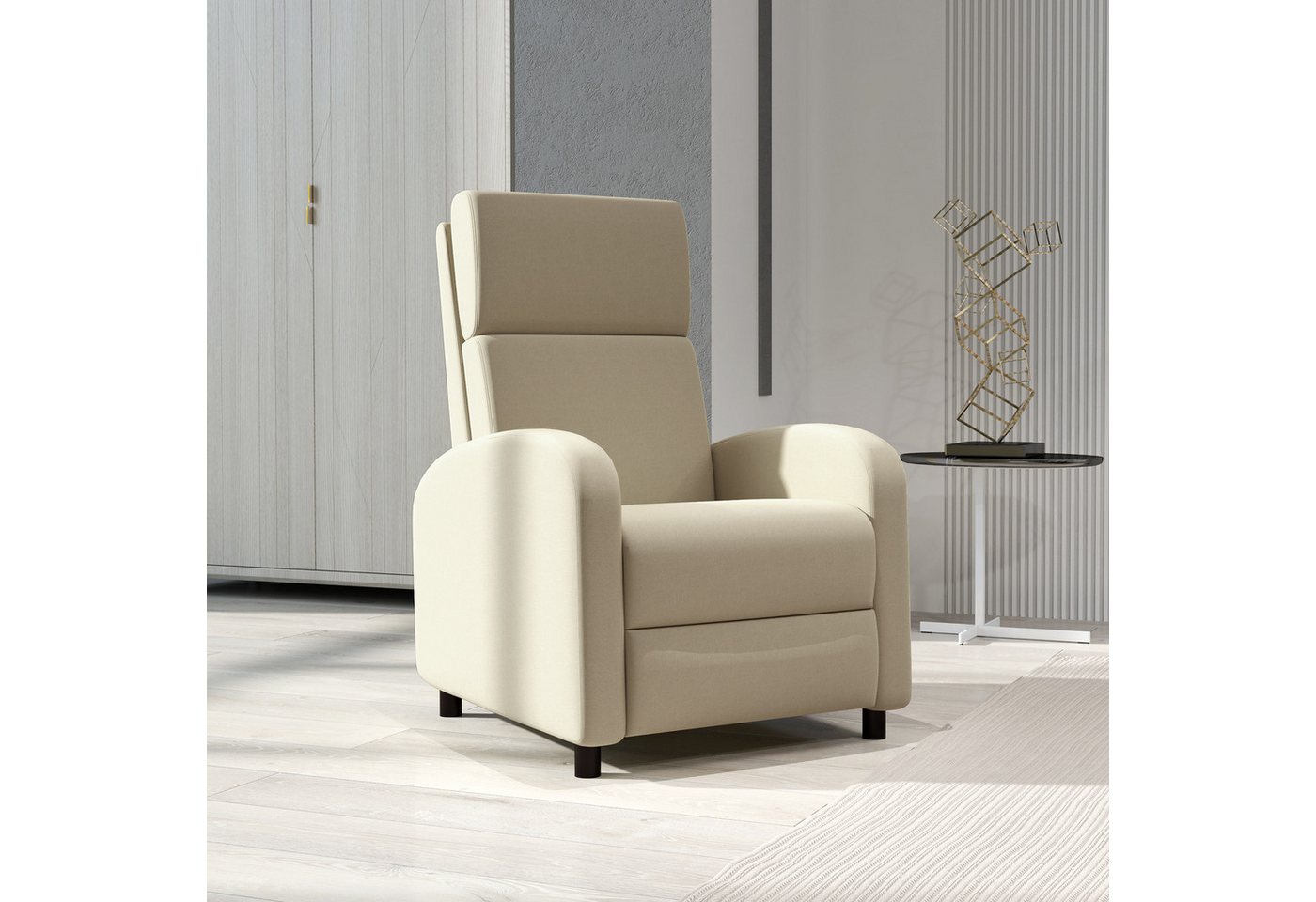 BlingBin Relaxsessel Fernsehsessel Polsterstuhl Wohnzimmerstuhl Loungesessel (1-St., mit Liegefunktion,gepolstert,verstellbarer Rückenlehne,Fußteil), Tragfähigkeit 120 kg,86x64x102cm von BlingBin