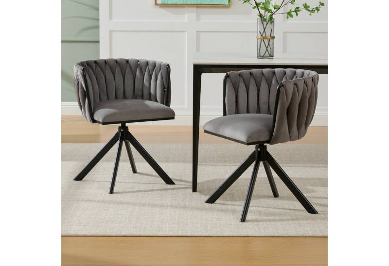 BlingBin Relaxsessel Polsterstuhl Sessel (für ortsflexible Einsätze zwischen Lounge, Boudoir und kreativem Arbeitsbereich(2er-Set), 2-St., mit Schwerlastmetallgestell,180°-Schwenkfunktion,Samtstoff), rückengerechte Ergonomie,samtweicher Luxus,56×50×70cm von BlingBin