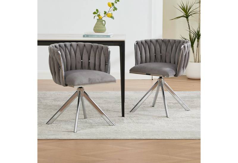 BlingBin Relaxsessel Polsterstuhl Sessel (für ortsflexible Einsätze zwischen Lounge, Boudoir und kreativem Arbeitsbereich(2er-Set), 2-St., mit Schwerlastmetallgestell,180°-Schwenkfunktion,Samtstoff), rückengerechte Ergonomie,samtweicher Luxus,56×50×70cm von BlingBin