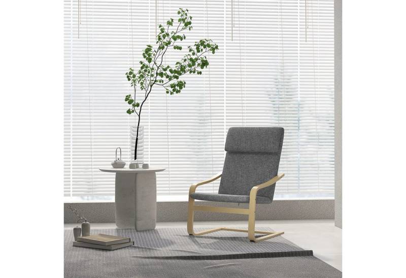 BlingBin Relaxsessel Sessel (1-St., mit Kopfstütze und Armlehnen), Leinenoptik,Holzgestell,65x79x98cm von BlingBin