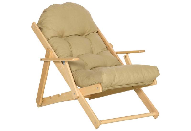 BlingBin Relaxsessel Sessel Liegestuhl 3 Positionen in Holz Klapppolster H 103 cm (1er set, 1-St., 71cm x 89cm x 96cm), Bequemer Relaxsessel mit dickem gepolstertem Kissen von BlingBin