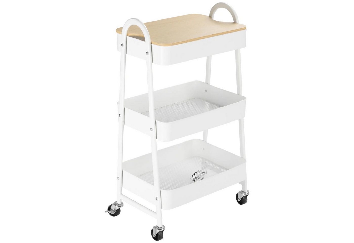 BlingBin Rollwagen Mehrzweckwagen Küchenwagen mit 3 Ebenen und 4 Rollen, (1er Set, 1 St., 45cm x 31cm x 79,4cm), mit Korb und Deckel Allzweckwagen für Küche Büro Badezimmer von BlingBin