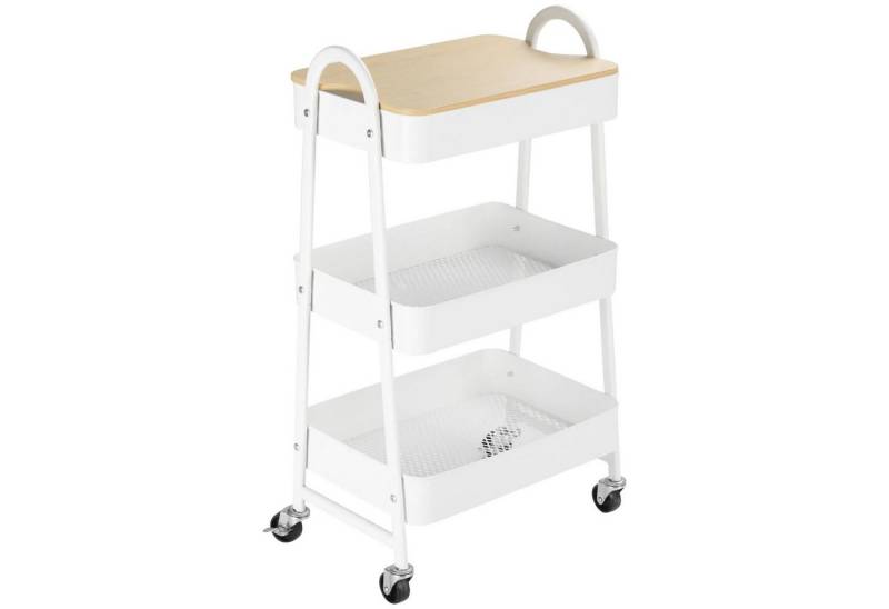 BlingBin Rollwagen Mehrzweckwagen Küchenwagen mit 3 Ebenen und 4 Rollen, (1er Set, 1 St., 45cm x 31cm x 79,4cm), mit Korb und Deckel Allzweckwagen für Küche Büro Badezimmer von BlingBin