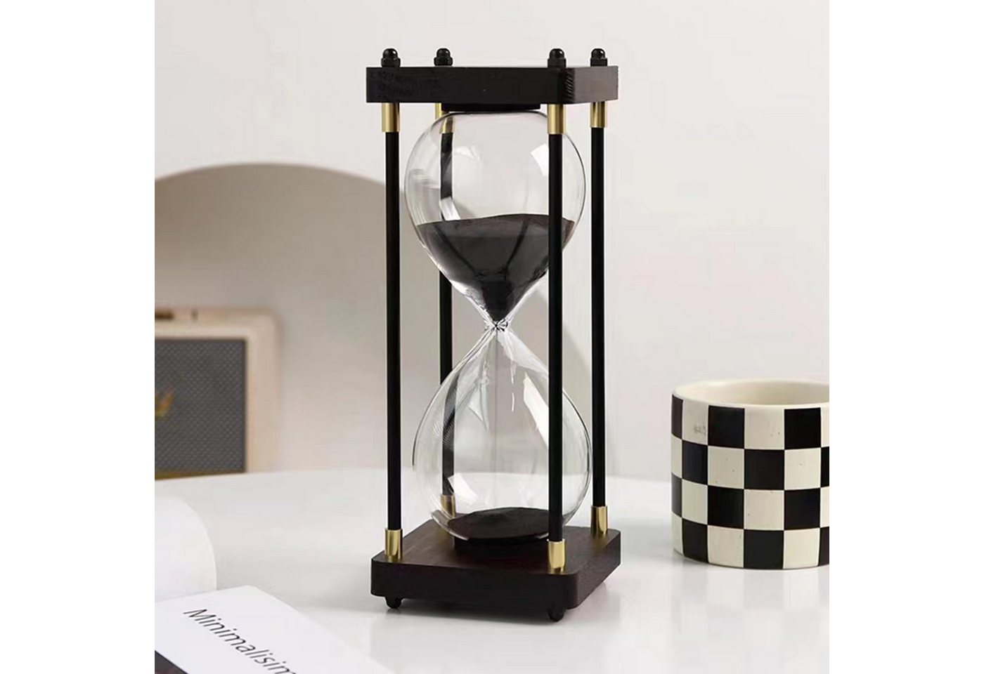 BlingBin Sanduhr Sanduhr Timer 60 Minuten, Vintage-Holz-Design, Holz Sanduhr Geschenk Metall Holzrahmen Dekorative Sanduhr für Zuhause, Küche, Büro, Schwarz BlingBin Sanduhr Sanduhr Timer 60 Minuten, Vintage-Holz-Design, Holz Sanduhr Geschenk Metall Holzrahmen Dekorative Sanduhr für Zuhause, Küche, Büro, Schwarz von BlingBin