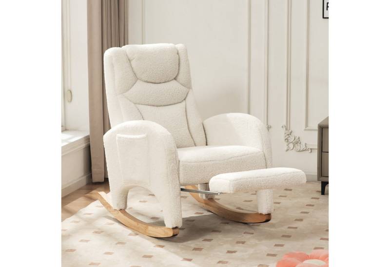 BlingBin Schaukelstuhl Relaxsessel (1 St), Wohnzimmersessel mit Armlehnen und Fußstütze Teddystoff von BlingBin