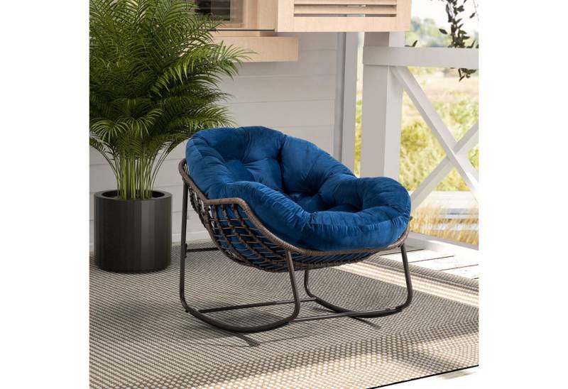 BlingBin Schaukelstuhl Schaukelsessel Rattanstuhl Relaxstuhl für Terrasse und Garten (Schaukelstuhl, 1 St), Moderner Lounge-Sessel für Balkon, Veranda, Garten, Hinterhof von BlingBin