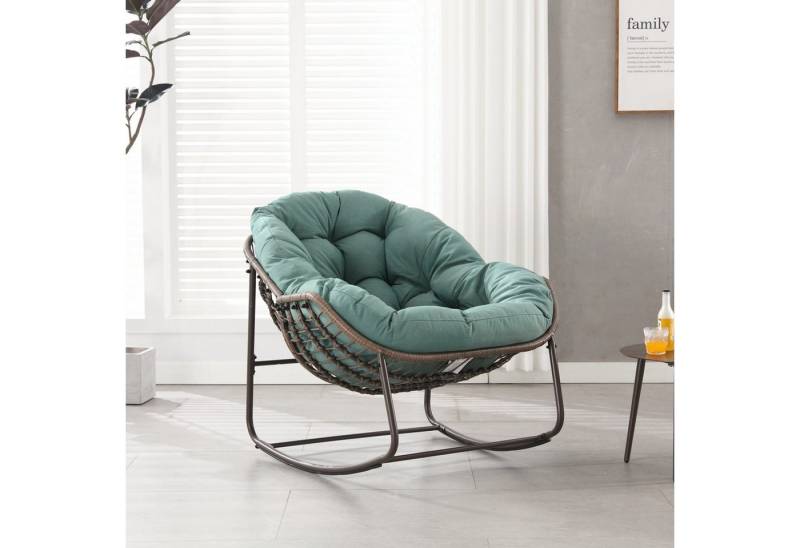 BlingBin Schaukelstuhl Schaukelsessel Rattanstuhl Relaxstuhl für Terrasse und Garten (Schaukelstuhl, 1 St), Moderner Lounge-Sessel für Balkon, Veranda, Garten, Hinterhof von BlingBin