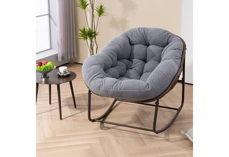 BlingBin Schaukelstuhl Schaukelsessel Rattanstuhl Relaxstuhl für Terrasse und Garten (Schaukelstuhl, 1 St), Moderner Lounge-Sessel für Balkon, Veranda, Garten, Hinterhof von BlingBin