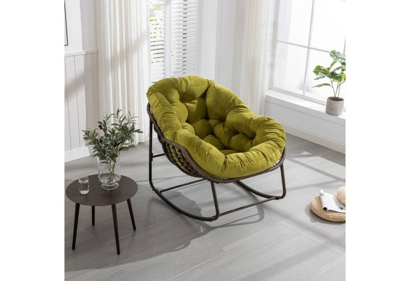 BlingBin Schaukelstuhl Schaukelsessel Rattanstuhl Relaxstuhl für Terrasse und Garten (Schaukelstuhl, 1 St), Moderner Lounge-Sessel für Balkon, Veranda, Garten, Hinterhof von BlingBin