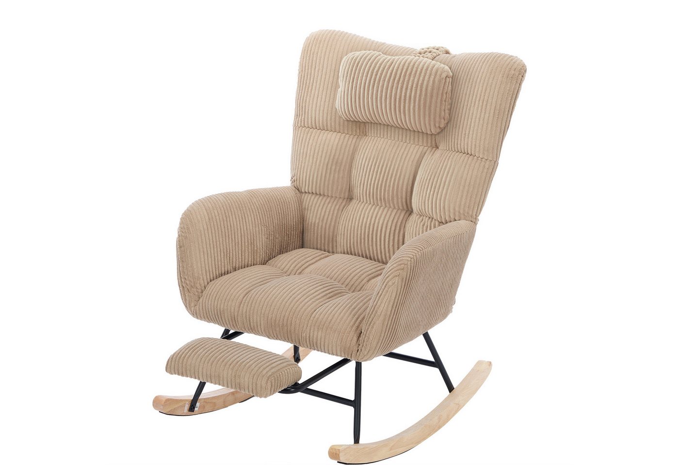 BlingBin Schaukelstuhl Sessel mit hoher Rückenlehne, Beinstütze & Aufbewahrungstasche (Sessels: 102*60*92cm, Größe der Beinstützenpolster: 28*17cm, 1 St), Kinderzimmer-Gleitstuhl mit gepolstertem Sitz, hoher Rückenlehne von BlingBin