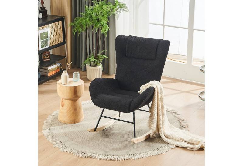 BlingBin Schaukelstuhl Teddy-Samt-Schaukelstuhl Freizeitstuhl Einzelsofastuhl (1er Set, 1 St), Wohnzimmersessel Relax Lounge mit gepolsterter Sitzfläche von BlingBin